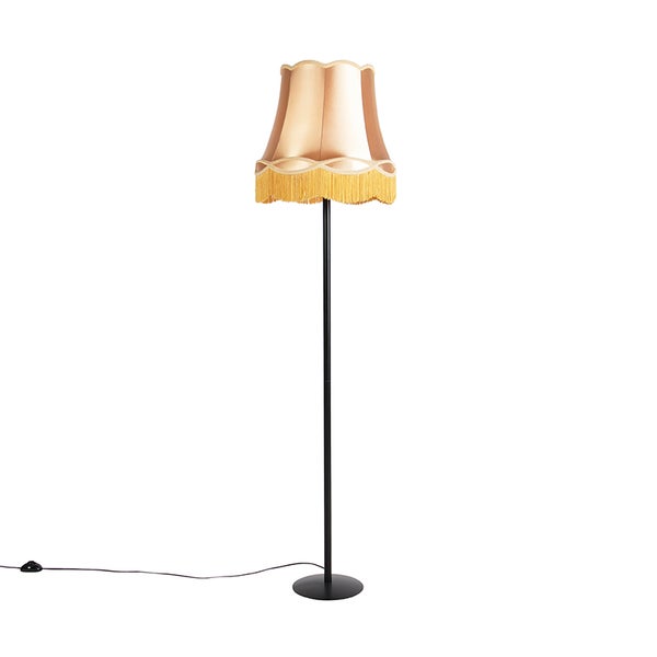 Stehlampe mit Schirm und Fransen