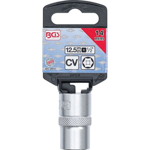 BGS Steckschlüssel-Einsatz Sechskant Antrieb Innenvierkant 12,5 mm (1/2) SW 14 mm - 2914