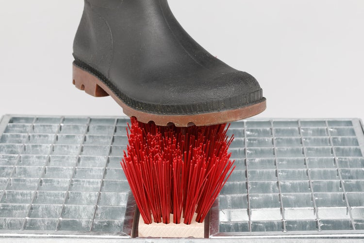 PROREGAL Robuster Schuhreiniger Mit Bürste HxBxT 45,5 x 35,5 x 17 cm Stahl Gitterrost Silber