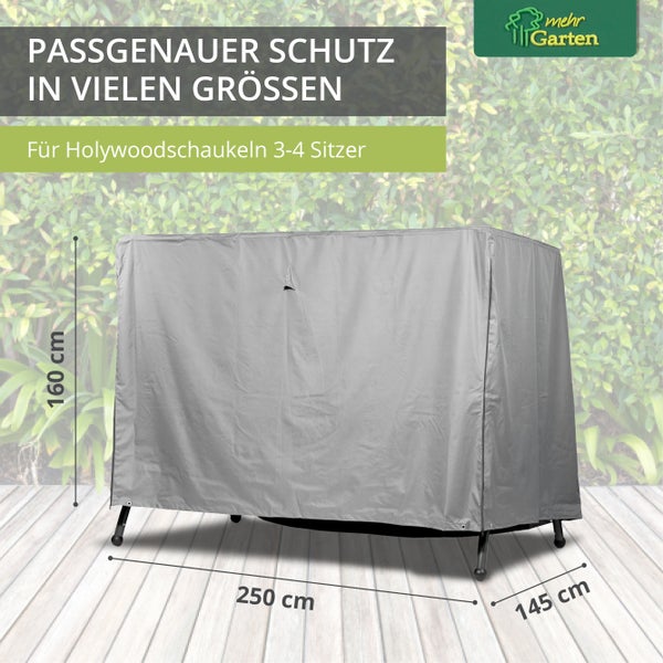 Mehr Garten Hollywoodschaukel Abdeckung I Gartenmöbel Abdeckung Wasserdicht I Hollywoodschaukel 3 Sitzer Abdeckung I UV-beständig & wetterfest I 250x145x160cm I Oxford 600D Gewebe