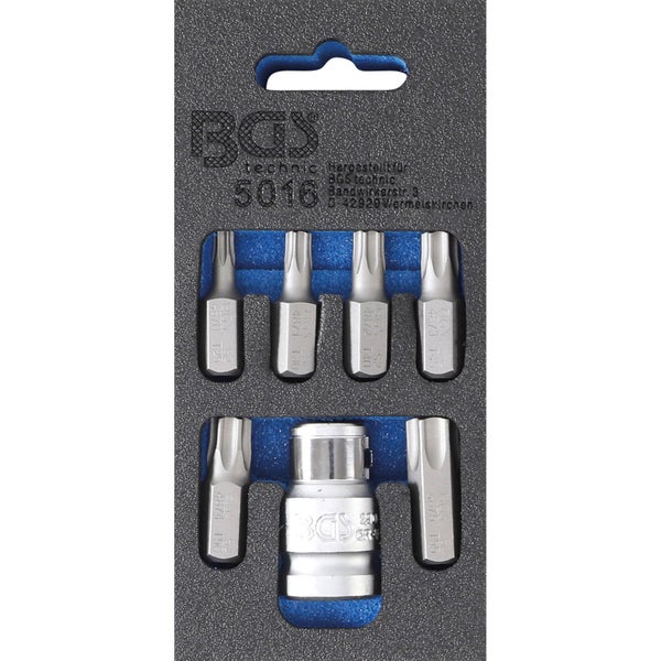 BGS Schraubendreher-Bit-Satz Antrieb Außensechskant 10 mm (3/8) T-Profil (für Torx) 7tlg. - 5016