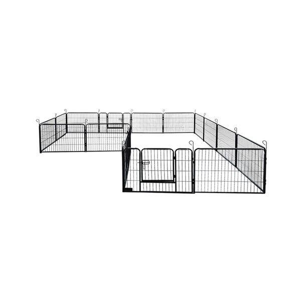 Home Deluxe - Welpenauslauf BARKI - 80 x 60 cm, 16-Teilig, Farbe: Schwarz, inkl. Türverriegelung, abgerundete Ecken und Kanten I Welpenspielplatz Welpenfreilauf