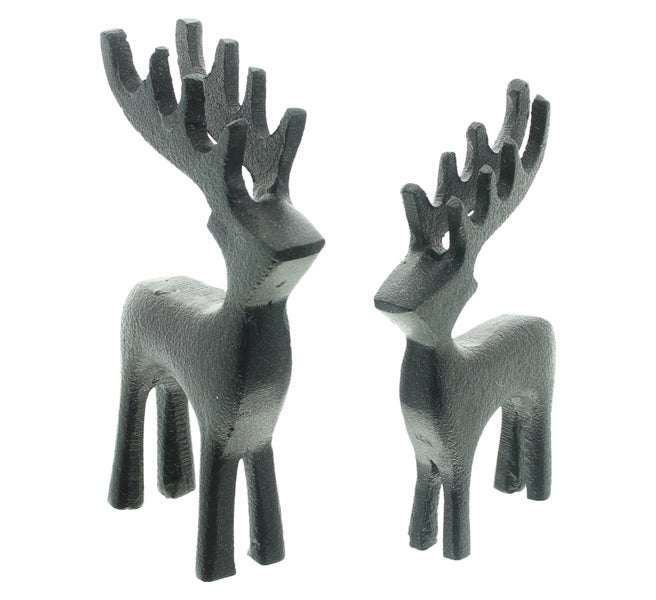 Zwei dekorative Elchfiguren aus Gusseisen