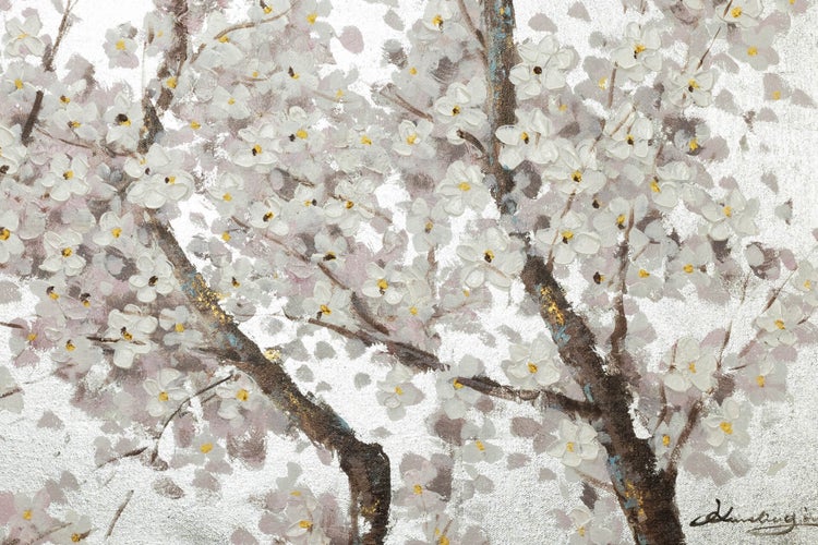 Handgemaltes Gemälde Acrylfarbe 120x60cm Weiß