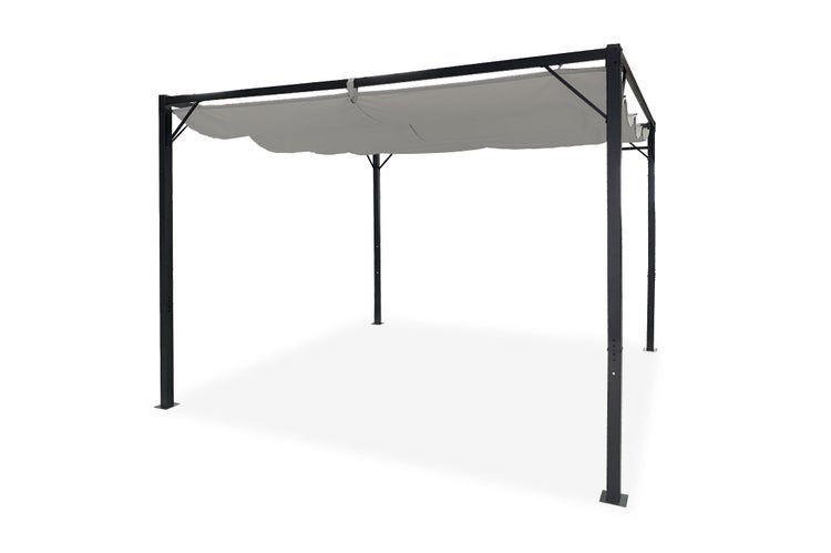 Pergola MARIA 300S300 mit einziehbarem Dach Hellgrau