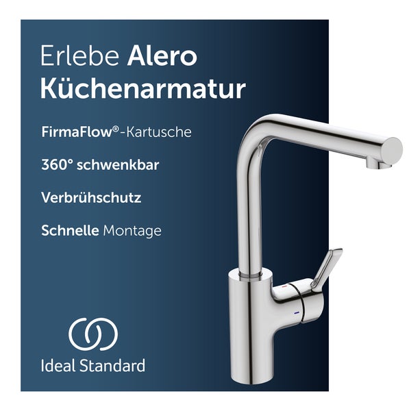 Küchenarmatur Alero von Ideal Standard mit Auslauf, Einhebelmischer und glänzender Oberfläche
