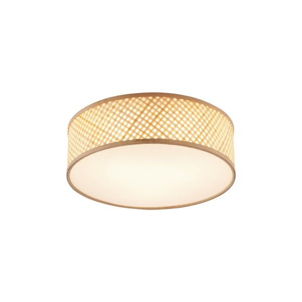 Runde Deckenleuchte mit Schirm aus Geflecht