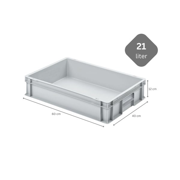 PROREGAL SparSet 10x Eurobehälter mit Geschlossenem Griff und 1 x Transportroller Grau HxBxT 12 x 40 x 60 cm 21 Liter Eurobox Transportbox