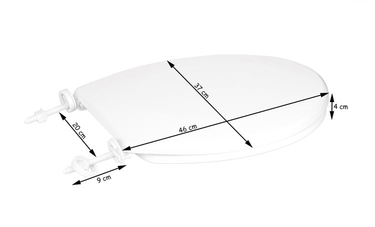 BigDean WC-Sitz oval - weiß 46x37 cm - Aus Thermoplast-Kunststoff - Einfache Montage - Toilettensitz Toilettendeckel Klodeckel Klobrille WC-Deckel