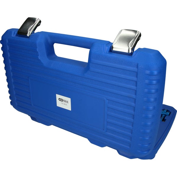 Werkzeugkoffer aus Kunststoff mit Tragegriff und zwei Metallverschlüssen