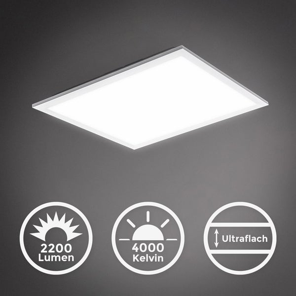 LED Panel 45x45 cm - 22W, 2200lm, flach, neutralweiß, weiß