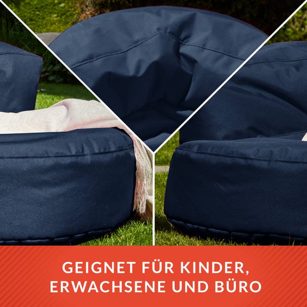 Green Bean Sitzsack Sofa mit Füllmaterial - Lounge im Sitzsack-Design 90x50cm mit ergonomischer Rückenlehne & waschbarem Bezug - Indoor und Outdoor geeignet in Dunkelblau