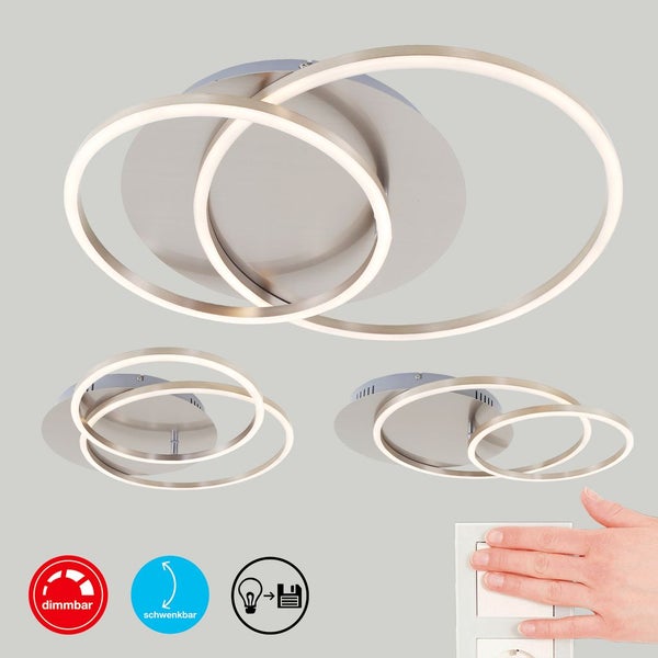 LED Deckenleuchte dimmbar Memoryfunktion Drehbar Ø30cm 40W silber Briloner