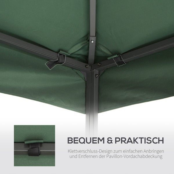 Outsunny Ersatzdach, Pavillondach für Metallpavillon, 3x3m, Polyester, Dunkelgrün
