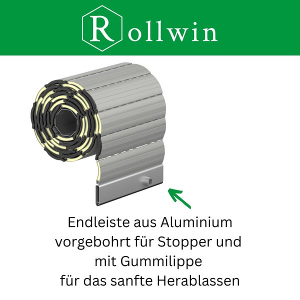 Rollwin ROLLADEN ALU MAXI 52 Grau Fertigmaß 120 x 150 cm (BxH) Rolladenpanzer mit Rollladendämmung Rollladenpanzer Rollladenfenster Rollladentür Rollladen DEUTSCHE Produktion zum Einbauen