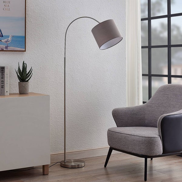 Lindby Stehlampe (Bogenleuchte) Keriba (Modern) in Alu aus Metall (1 flammig, E27) - Bogenlampe Stehleuchte Floor Lamp Standleuchte Wohnzimmerlampe Wohnzimmerleuchte