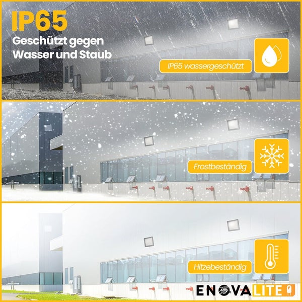 Produktbild zur Widerstandsfähigkeit gegen Wasser, Staub, Frost und Hitze mit Enovalite Logo