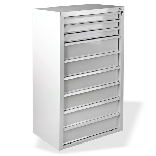 PROREGAL Schubladenschrank Kobra mit 9 Schubladen HxBxT 120 x 70 x 43,5 cm Lichtgrau