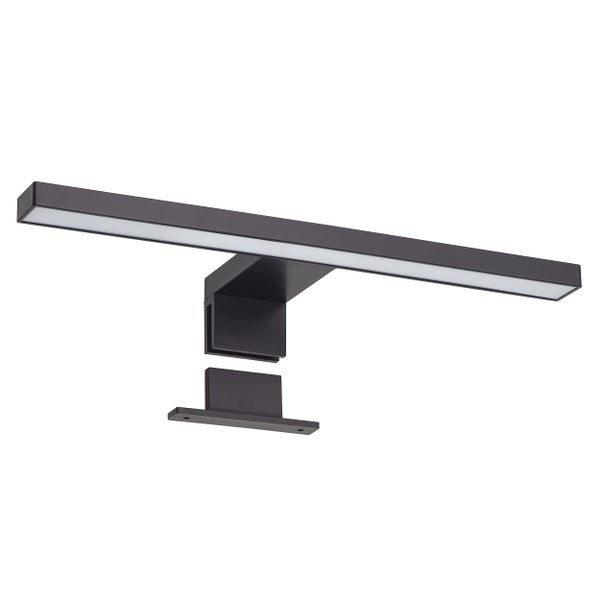 Spiegelleuchte 3000K warmweiß 5W IP44 schwarz 30cm Schranklampe 320Lm als Aufbauleuchte oder Klemmleuchte Spiegelllampe