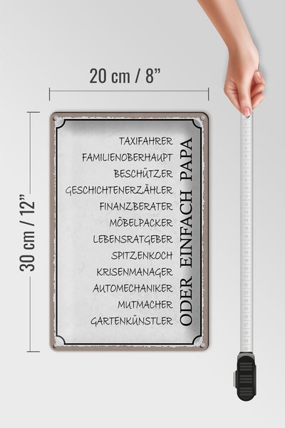 Blechschild Spruch 20x30cm Papa Taxifahrer Beschützer