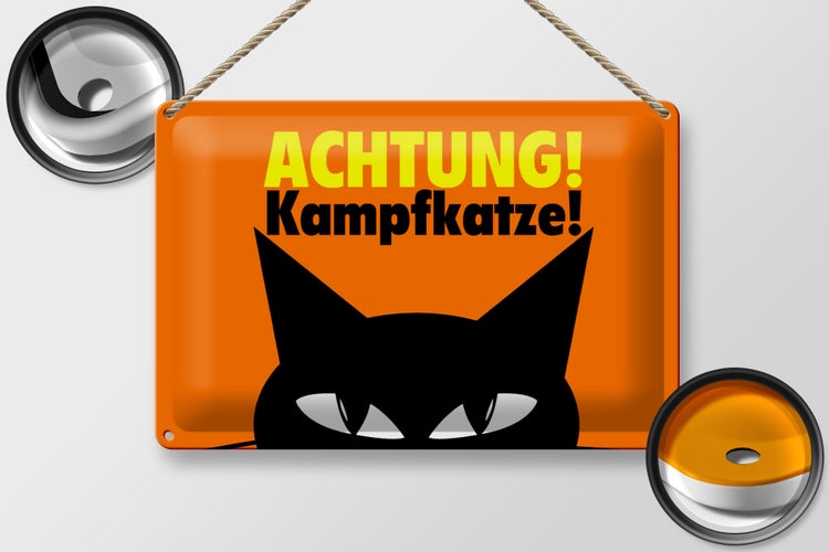 Blechschild Spruch 30x20cm Achtung Kampfkatze Katze