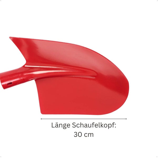 Rotes Schaufelblatt mit einer Länge von 30 Zentimetern.