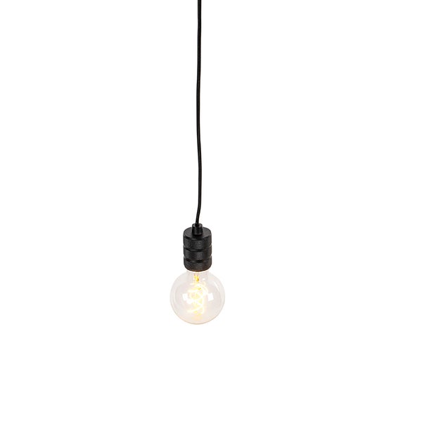 Einzelne Pendelleuchte mit einer freihängenden Glühbirne an einem Stromkabel für ein minimalistisches Leuchtendesign