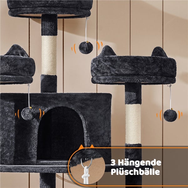 Katzenkratzbaum mit Höhle und drei Plüschbällen