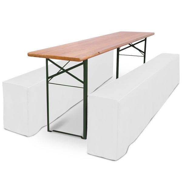 Bierzeltgarnitur mit Tisch und zwei Bänken mit Hussen