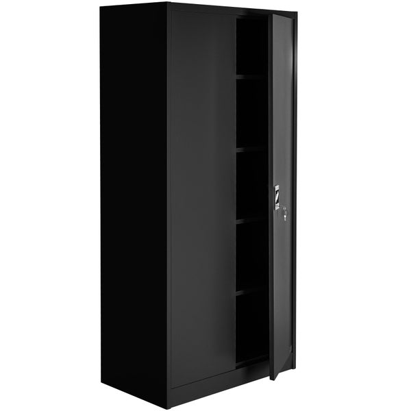 Aktenschrank tectake  180 x 90 x 40 cm aus pulverbeschichtetem Stahl schwarz