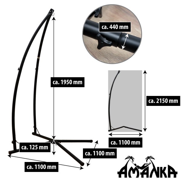 Makramee Hängesessel in Beige und 215cm Gestell bis 120kg