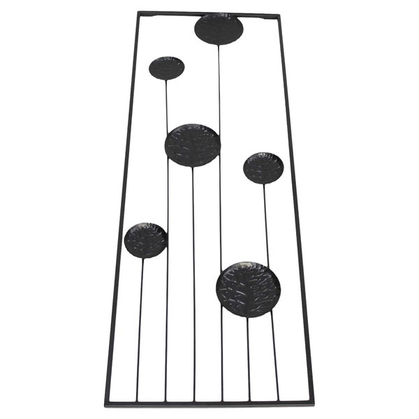 FRANK FLECHTWAREN | Wanddeko Black Flowers, 30 x 1,5 x 85 cm, METALL