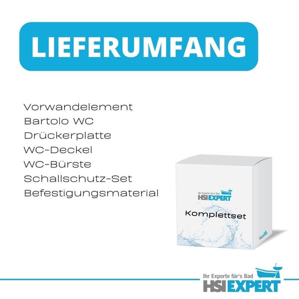 Lieferumfang eines Vorwandelement Komplettsets mit Befestigungsmaterial