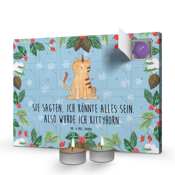 Mr. & Mrs. Panda Duftkerzen Adventskalender Einhorn Katze - Blau Pastell