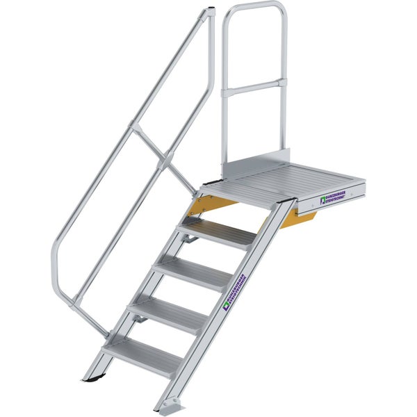 Günzburger Steigtechnik Treppe mit Plattform 45° Stufenbreite 600 mm 5 Stufen Aluminium geriffelt - 600425