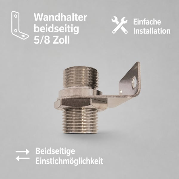 Wandhalter beidseitig 5/8 Zoll aus Metall mit einfacher Installation und beidseitiger Einstichmöglichkeit