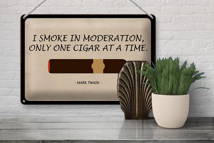 Blechschild Spruch 30x20cm i smoke in moderation only cigar