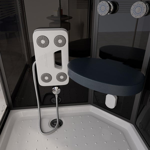 Home Deluxe - Dampfdusche BLACK PEARL - Maße 120 x 80 cm Rechts - inkl. Dampffunktion, Regendusche, Radio und Zubehör I Fertigdusche, Dusche, Duschtempel