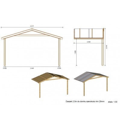 Gartenhaus, Gerätehaus 24m2 - 4x4m - 28mm - Imprägniert