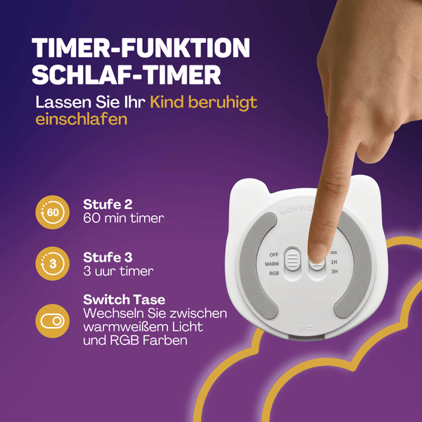 Vulpes Goods Nachtlicht  - Mit LED Licht und 8 Farben - Kinderlampe - Kaninchen - Nachttischlampe - USB - aufladbar  - Dimmer