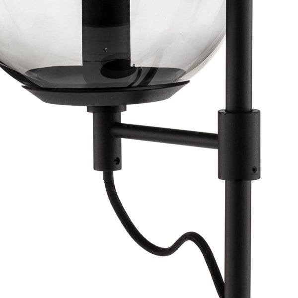 Lucande Tischlampe Sotiana (Retro, Vintage Antik) in Schwarz aus Glas (1 flammig E14) - Designer Tischleuchte Schreibtischlampe Nachttischlampe Wohnzimmerleuchte