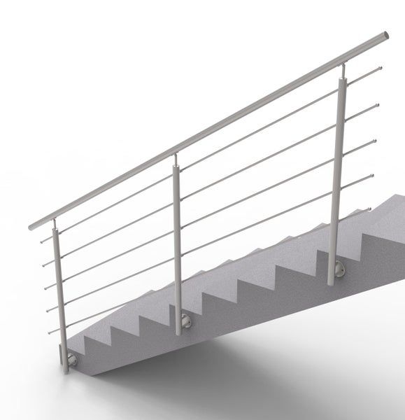 HandyStairs Edelstahl-Balustrade für Treppengeländer – seitliche Montage – Durchmesser 42,4 mm mit 5 Stangen – 300 cm