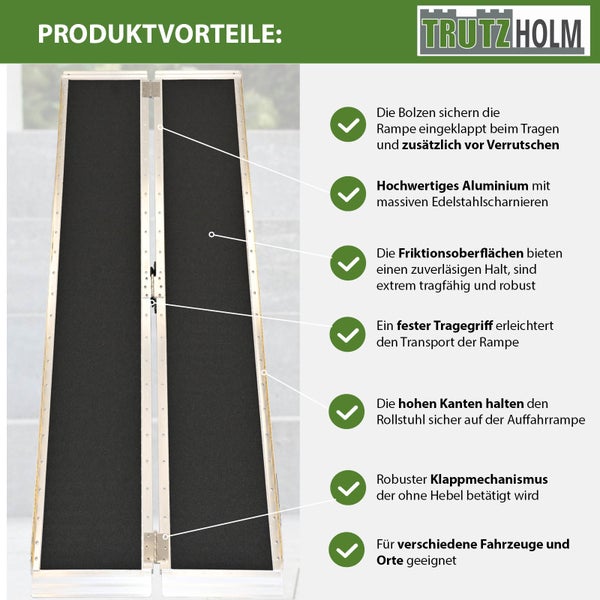 Tragbare Aluminiumrampe für Rollstühle mit rutschfester Oberfläche und Klappmechanismus