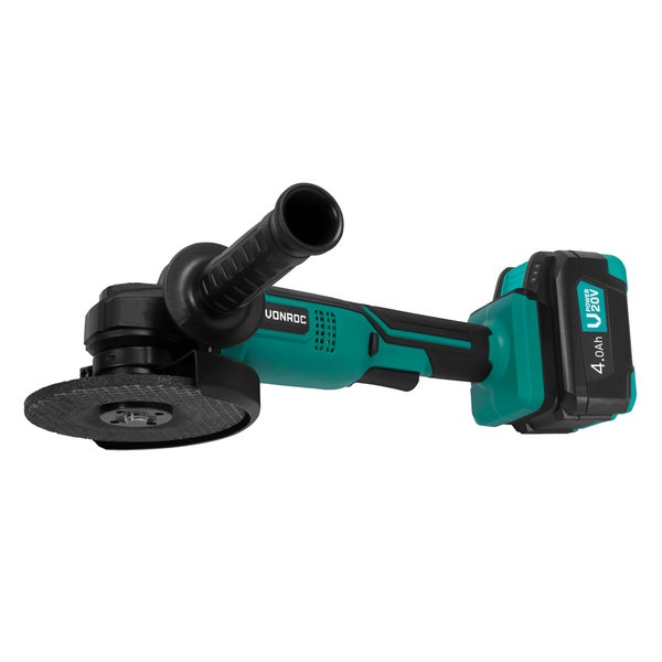 Akku Winkelschleifer – 20V – Ø125 mm – Inklusive 4,0Ah-Akku & Schnellladegerät – Inklusive Seitengriff und Werkzeugtasche