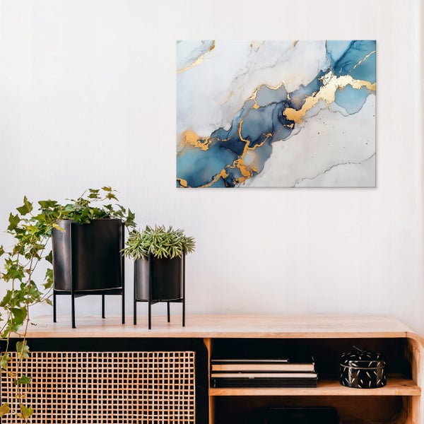 Leinwandbild Abstrakt Marmor Gold Modern Bilder Wanddeko 60x40 cm