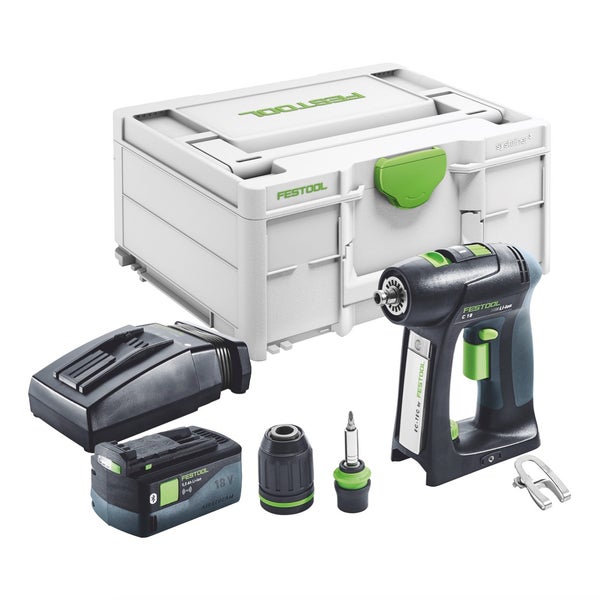 Festool C 18-Basic Akku Bohrschrauber 18 V 45 Nm Brushless + 1x Akku 5,0 Ah + Ladegerät + Systainer