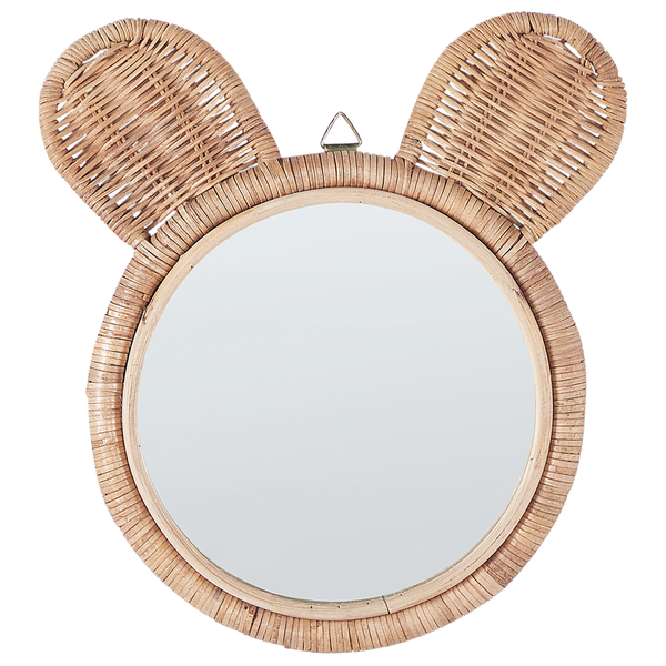 Wandspiegel Rattan natürlich Bärenform ⌀ 20 cm ASHANTI