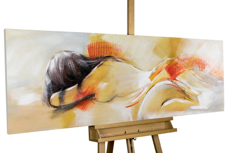 Handgemaltes Gemälde Acrylfarbe 150x50cm Orange