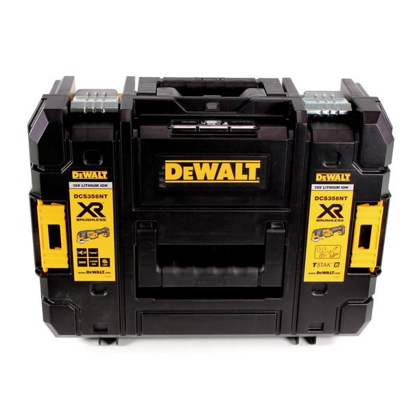 Schwarzer DeWALT TSTAK Werkzeugkoffer für das bürstenlose 18-Volt-Akku-Multitool DCS356NT.
