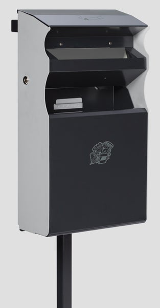 PROREGAL Eckiger Kombiascher Mit Einwurfblende 15 Liter HxBxT 54 x 30 x 14 cm Verzinkter Stahl Anthrazit